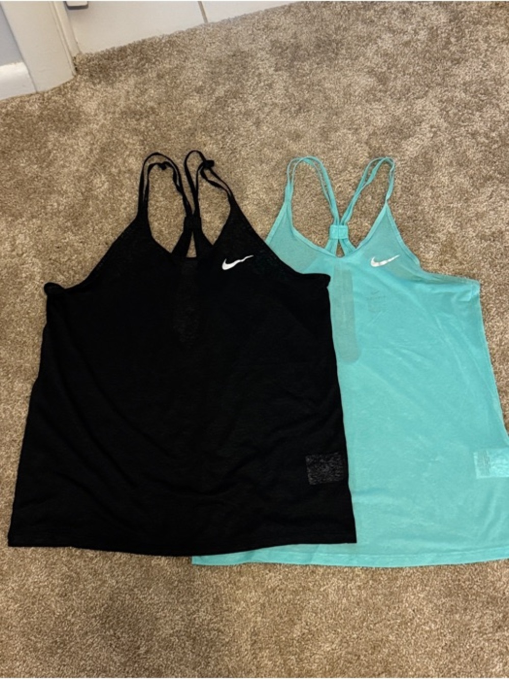 Nike Women’s Racerback Tank Top - Black & Teal Blue (2)